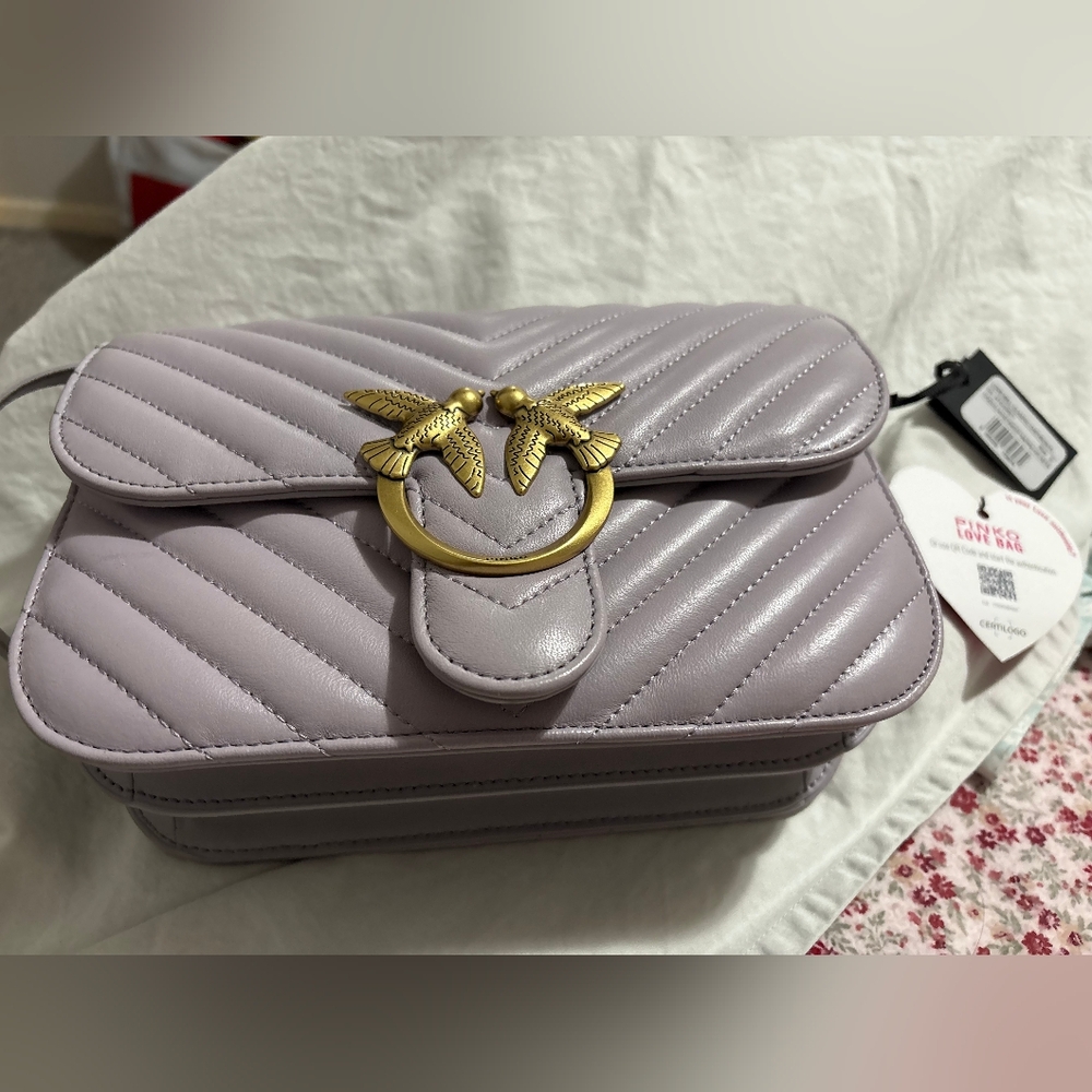 Pinko Lavender Quilted Crossbody Bag